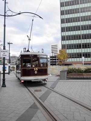 クライストチャーチ市内を走る電車（トラム）